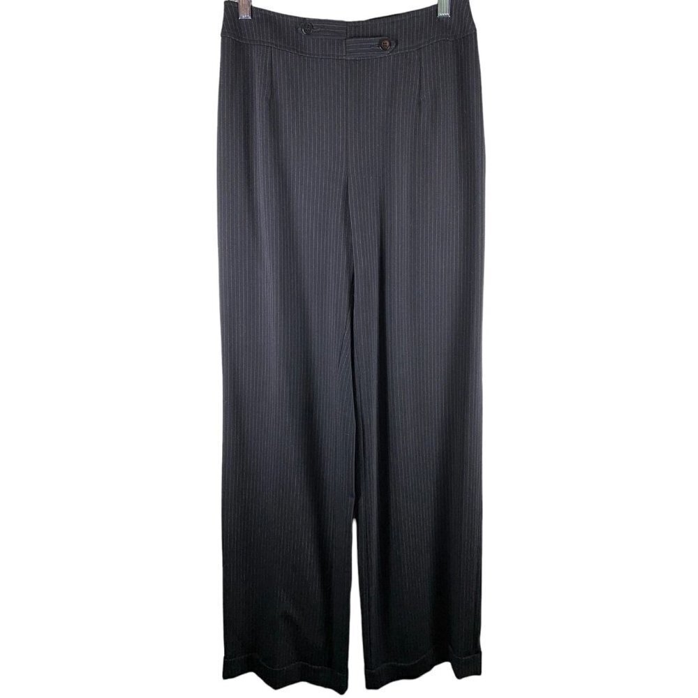 Armani Black Pinstripe Trousers Dress Pants Size 10